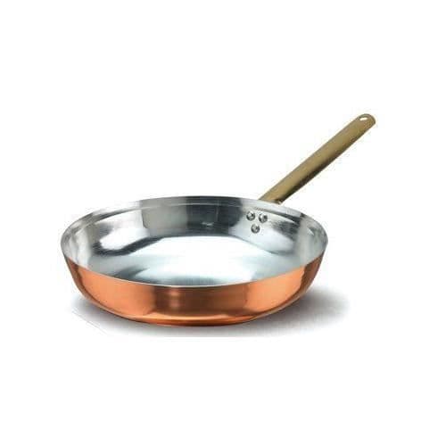 Pentole Agnelli Hög avsmalnande stekpanna, i tennbelagd koppar, med rörhandtag i mässing 28cm Koppar - ALCU111B28