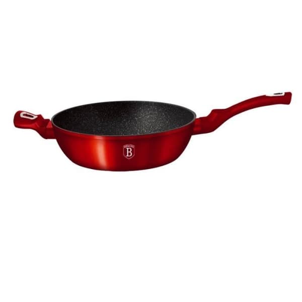 Sautépanna 28cm Röd Metall, Marmorbeläggning - Turbo Induktion Aluminium
