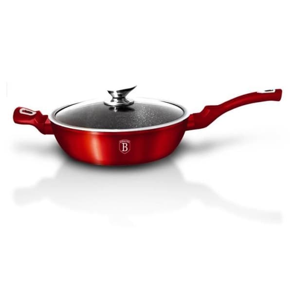 Sautépanna 28cm Röd Metall, Marmorbeläggning - Turbo Induktion Aluminium