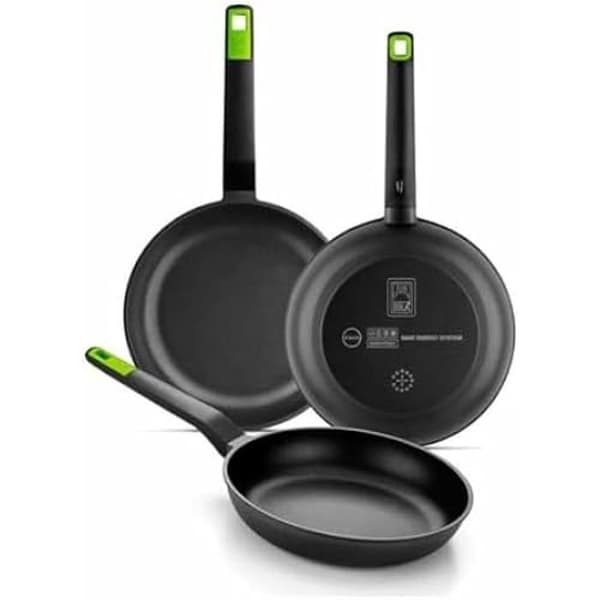 Set med 3 stekpannor BRA GASTRO A841202 - Rostfritt stål - Non-stick - Gas - 20-22-28 cm