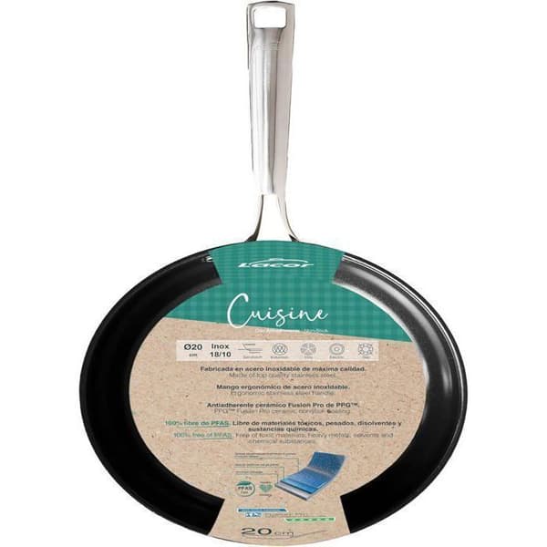 Lacor 44424 Stekpanna i rostfritt stål 18/10 Diameter 24 cm Sauterpanna Utan Non-stick Sautépanna full induktionsbotten
