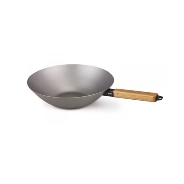Wokpanna - Nomad - 31 cm - Kolstål - Handtag av akaciaträ - Naturligt non-stick