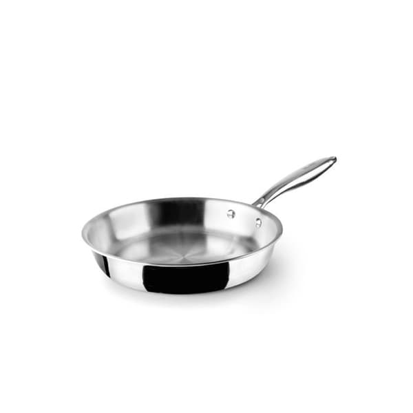 Ibili - 652918 - Tredubbel naturlig stekpanna, 18 cm, rostfritt stål, passar för induktion, utan non-stick beläggning