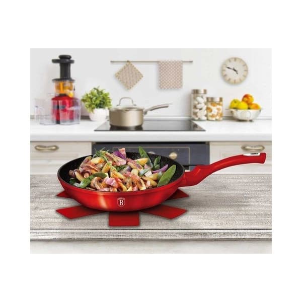 Stekpanna 20cm Röd Metall, Marmorbeläggning - Aluminium Turbo induktion