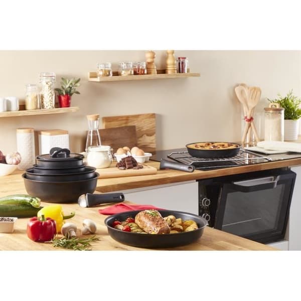 TEFAL INGENIO L3979302 Wokpanna 26 cm + avtagbart handtag, Induktion, Säker non-stick beläggning, Tillverkad i Frankrike, Eco Resist