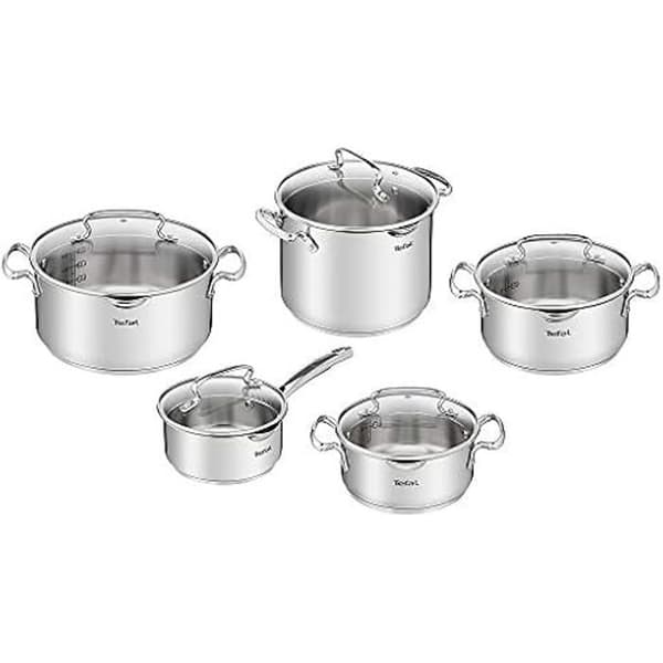 Set med kastruller - TEFAL - DUETTO+ - 18/10 rostfritt stål - Kompatibel med alla värmekällor - 2 års garanti