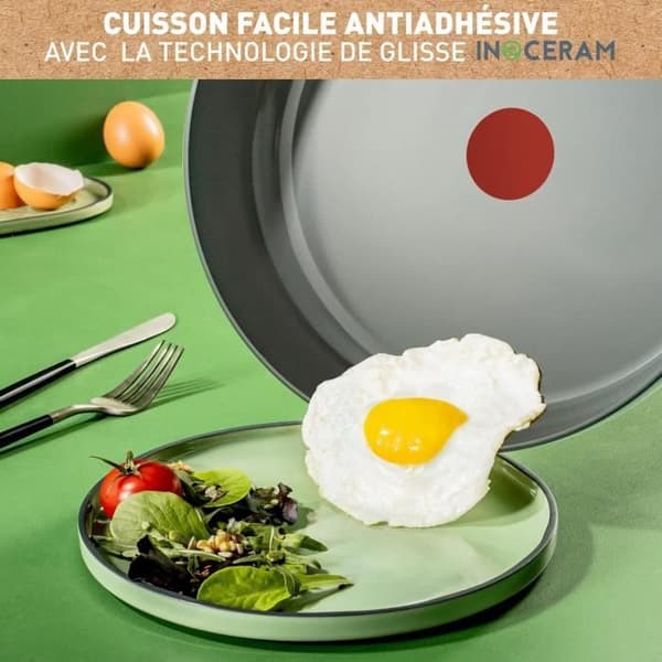 TEFAL Renew Stekpanna 24 cm, Keramisk non-stick beläggning, Induktion, Thermo-Signal matlagningsindikator, Ekodesign, Matlagning