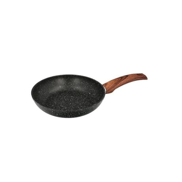 Non-stick stekpanna i smidd aluminium Ø 20 x 4,5 cm. Gummerat handtag/5 lager/Stenfinish/Lämplig för alla