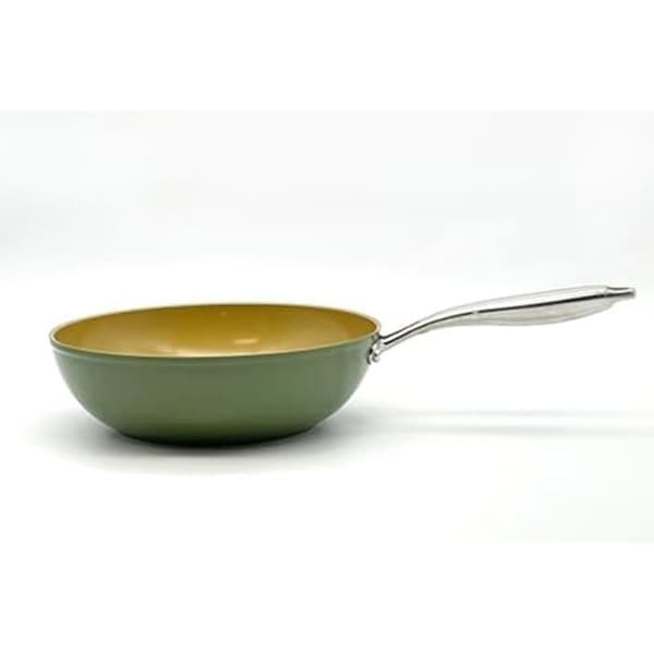 Wok - AMERCOOK - AmVegan Kock 28 cm - Keramisk Non-stick med Olivolja - 100% Vegansk - Induktion &amp; Ugn