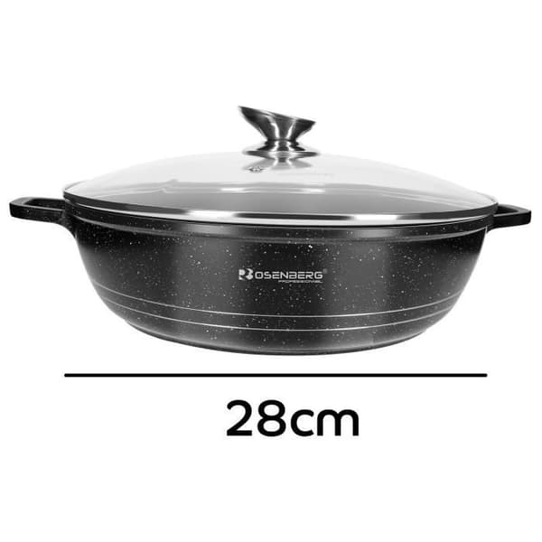 Sauteuse 28 cm med Lock och Stenbeläggning Rosenberg Svart