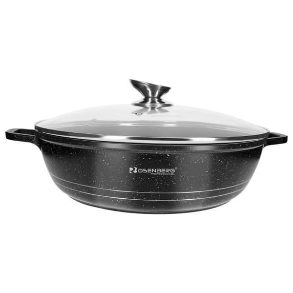 Sauteuse 28 cm med Lock och Stenbeläggning Rosenberg Svart