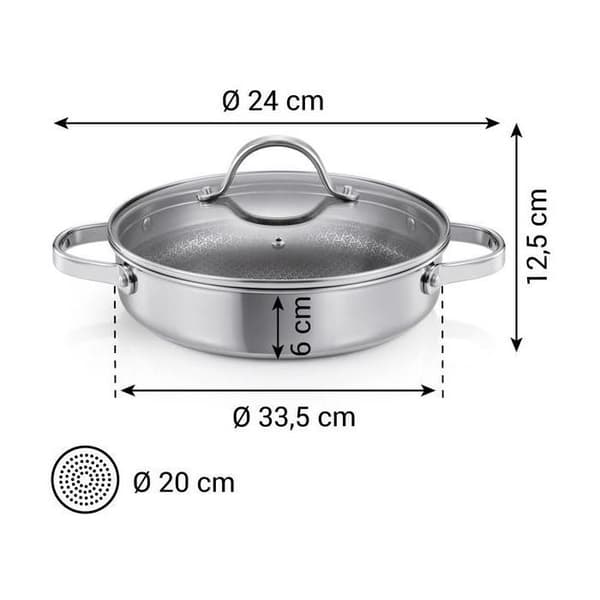 TESCOMA 780564.00 SteelCRAFT Stekpanna med lock 24 cm 2 handtag