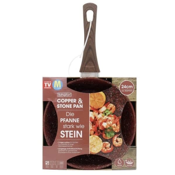 Kopparkastrull och sten - GENERISK - 28 cm - Non-stick - Kompatibel med alla spisar