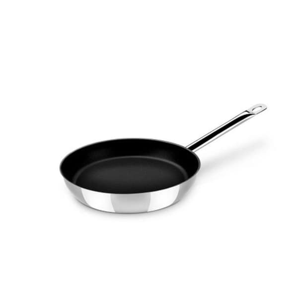 MONIX Kock Non Stick | Stekpanna 24 cm i Rostfritt Stål 18/10 med Nonstick-beläggning Kompatibel med alla värmekällor inklusive Induktions.