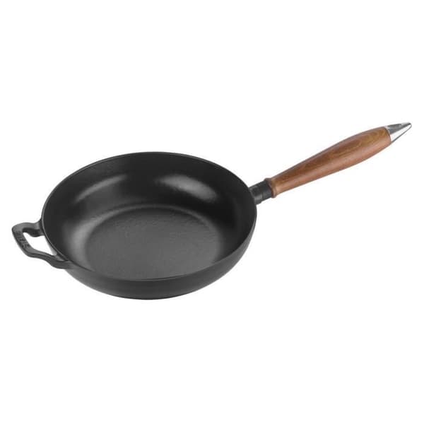 STAUB - Stekpanna i gjutjärn, 24 cm, Trähandtag, Svart