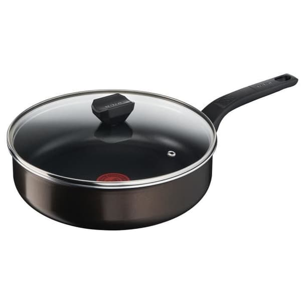 TEFAL Easy Cook &amp; Clean Sautépanna 24 cm + glaslock, icke-induktion, non-stick beläggning, tillverkad i Frankrike B5543202
