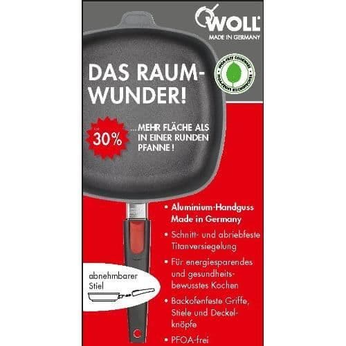 Woll Nowo -Grillpanna-Square - 28 cm - Avtagbart handtag - 1628-1N