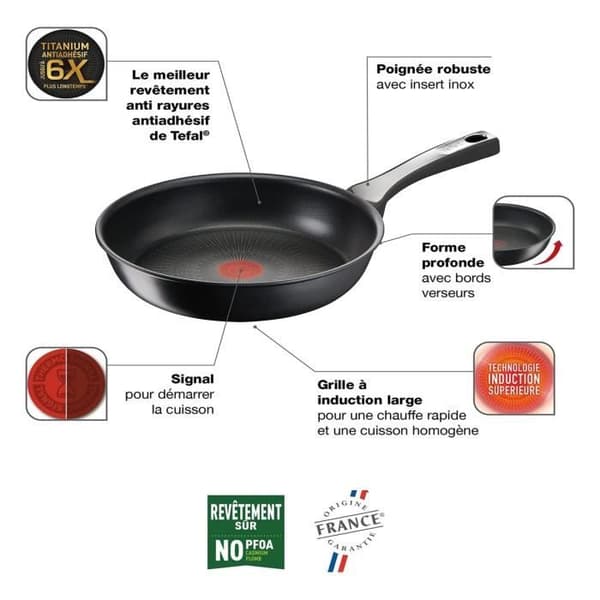 TEFAL Unlimited på stekpanna 32cm Non-stick reptålig beläggning, Hög prestanda, Temperaturindikator