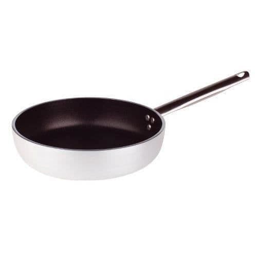 Pentole Agnelli Platinum Stekpanna i aluminium, 5mm tjock, rak med cylindrisk handtag i rostfritt stål, silver 32cm silver -