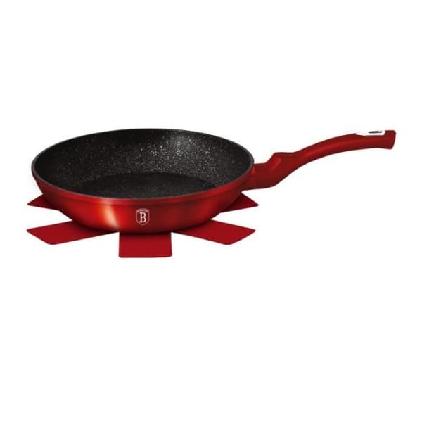 Stekpanna - Röd - 30 cm - Marmorbeläggning - Aluminium - Induktionskompatibel