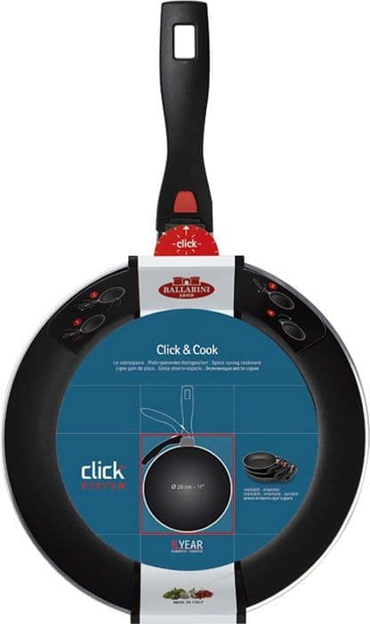 Ballarini stekpanna - 75000-238-0 - Stekpanna, Rund, 28 cm, Aluminium, Svart, Click-serien - Cook