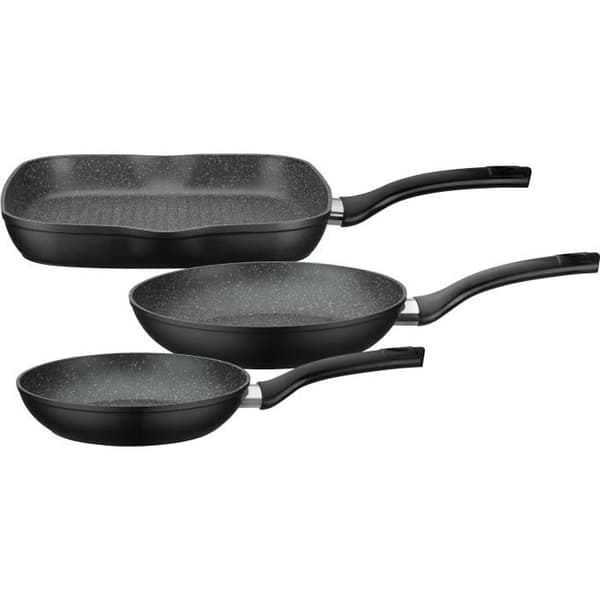 GSW 209359 Set med 3 stekpannor och grill i smidd aluminium - 20/24/28 cm - Non-stick beläggning - alla värmekällor inklusive induktion