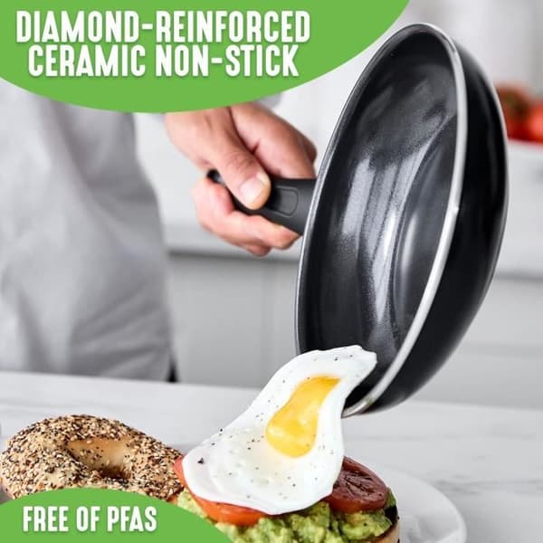 Set med Stekpannor - GreenChef - Diamond - 20cm & 28cm - Non-stick - Hälsosam Keramik