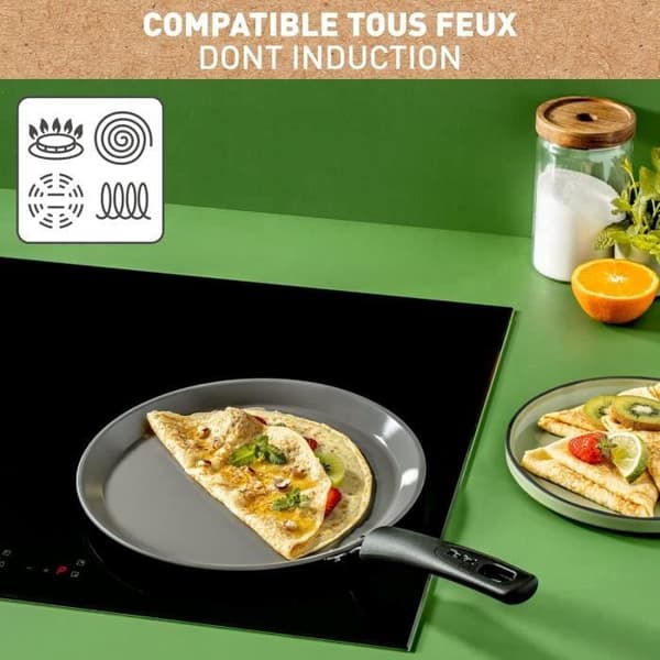 Tefal Stekpanna för crepes 28 cm Keramisk beläggning Ekodesign Återvunnen Hälsosam matlagning Thermo-Signal Tillverkad i Frankrike Renew C4253913