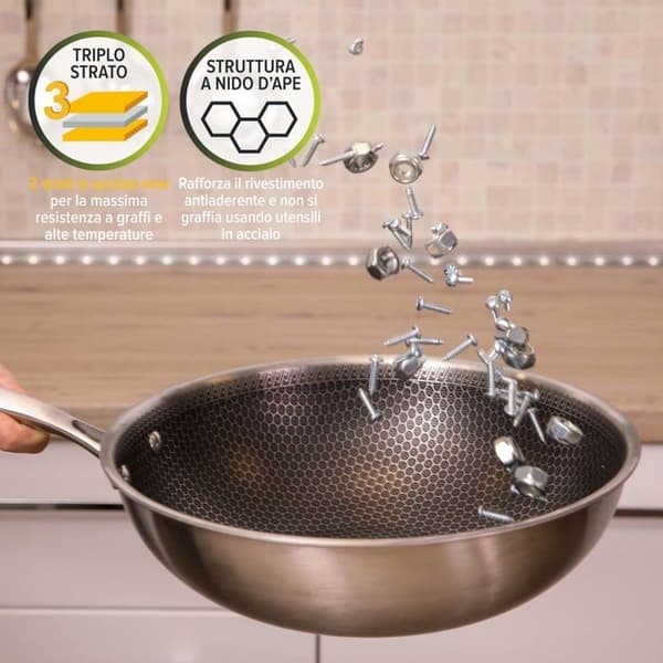 Stekpanna - sautépanna Kasanova - KTS000378NOC - Wok med tre skikt 28 cm med lock med 3 lager