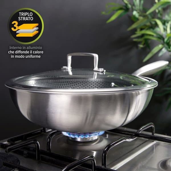 Stekpanna - sautépanna Kasanova - KTS000378NOC - Wok med tre skikt 28 cm med lock med 3 lager
