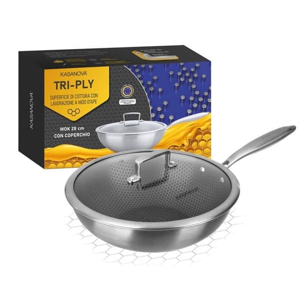 Stekpanna - sautépanna Kasanova - KTS000378NOC - Wok med tre skikt 28 cm med lock med 3 lager