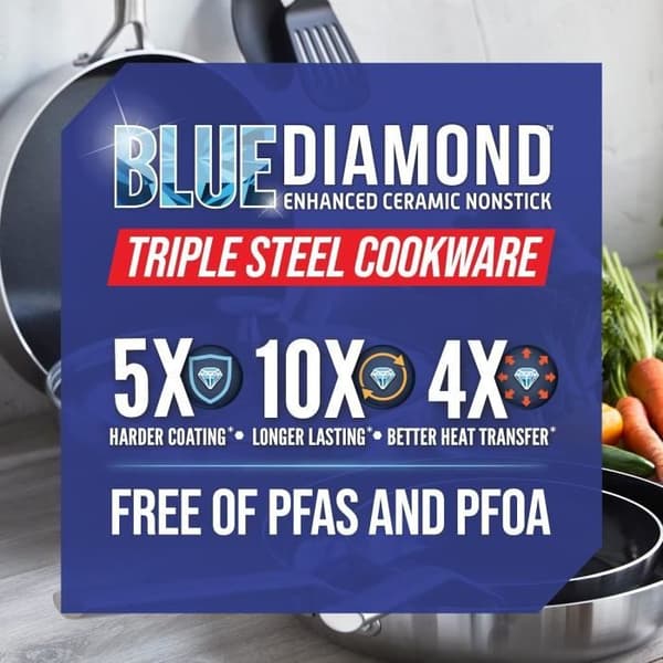 Köksset - Blue Diamond - Triple Steel - Rostfritt Stål - Non-stick Beläggning - 11 Delar