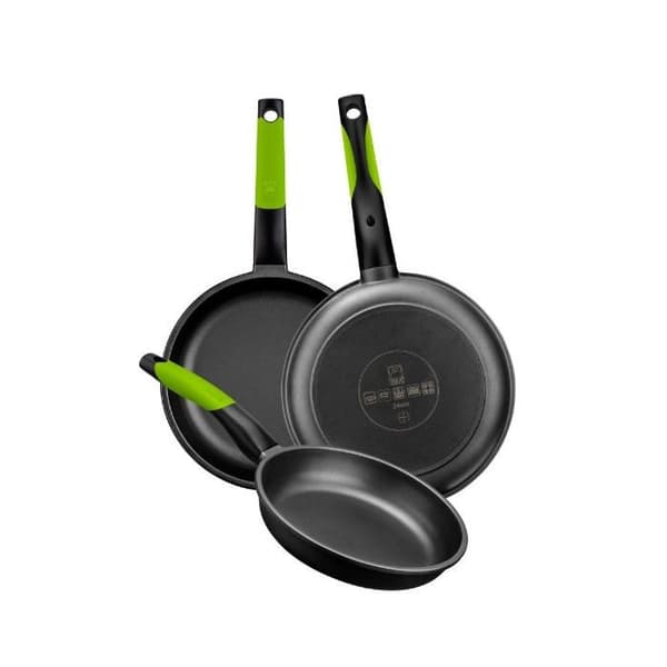 BRA Prior | Set med 3 Stekpannor 20|24|28 cm, Aluminiumgjutning med Non-stick Innovationer utan PFOA, Kompatibla med alla typer av spisar