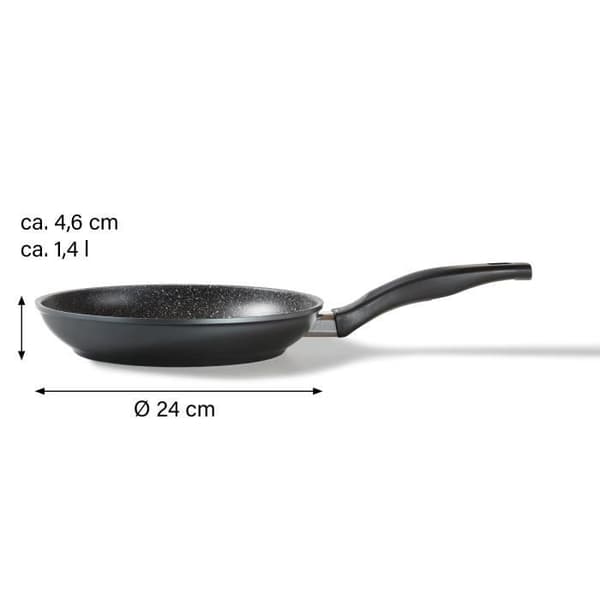 STONELINE® 24 cm långpanna - Non-stick beläggning med äkta stenpartiklar - lämplig för induktion - Grå färg