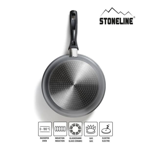 STONELINE® 24 cm långpanna - Non-stick beläggning med äkta stenpartiklar - lämplig för induktion - Grå färg