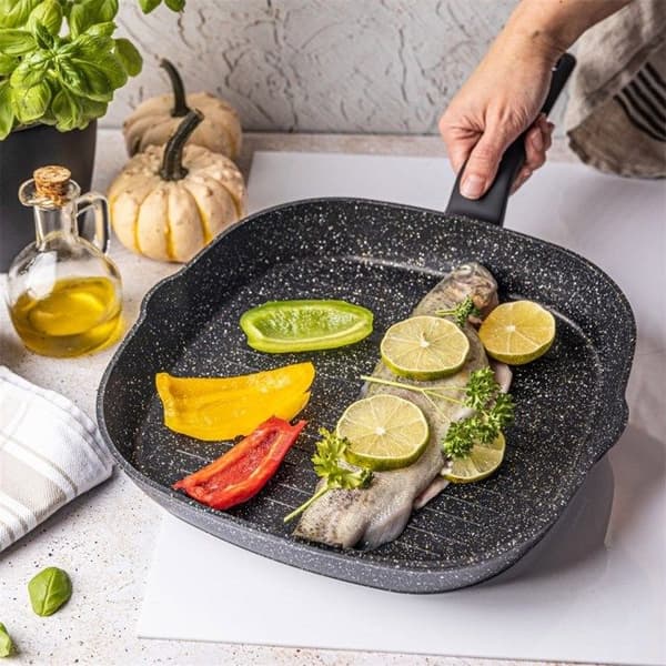 Grillpanna - Klausberg - KB7662 - 28 cm - Marmorbeläggning - Induktionskompatibel