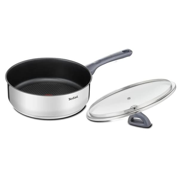 TEFAL Dailycook sauté pan i rostfritt stål - Ø 24 cm - Med glaslock - Alla värmekällor inklusive induktion