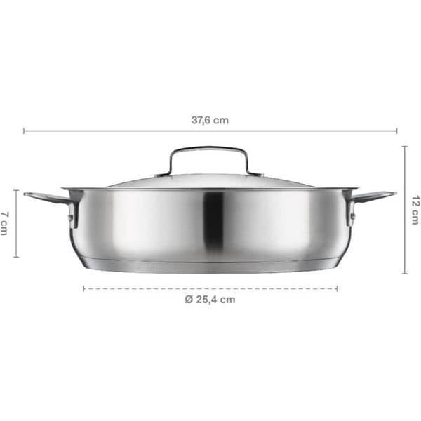 Sauteuse Fiskars med Lock, Ø 28 cm, All Steel, Silverfärgad, 1064749