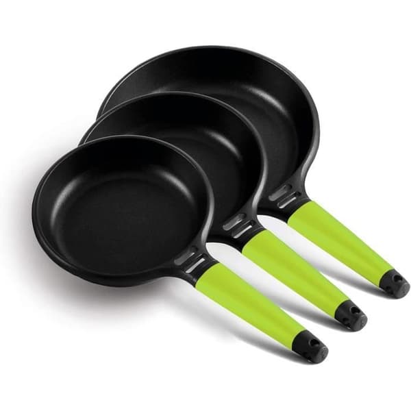 Set med Fundix F3-K2 stekpannor - 3-pack non-stick stekpannor - Mått 20, 24 och 28 cm - Färg Kiwi