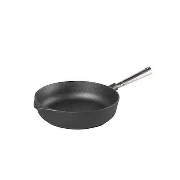 Stekpanna - SKEPPSHULT - 24 cm - Obehandlad gjutjärn - Handtag i rostfritt stål - Induktionskompatibel