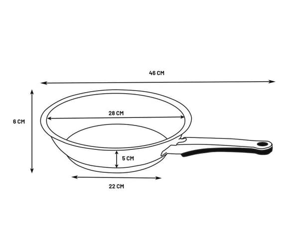 ECOVITAM - Stekpanna 18/10 rostfritt stål - Diameter 28cm - Alla värmekällor inklusive induktion - Tillverkad i Italien