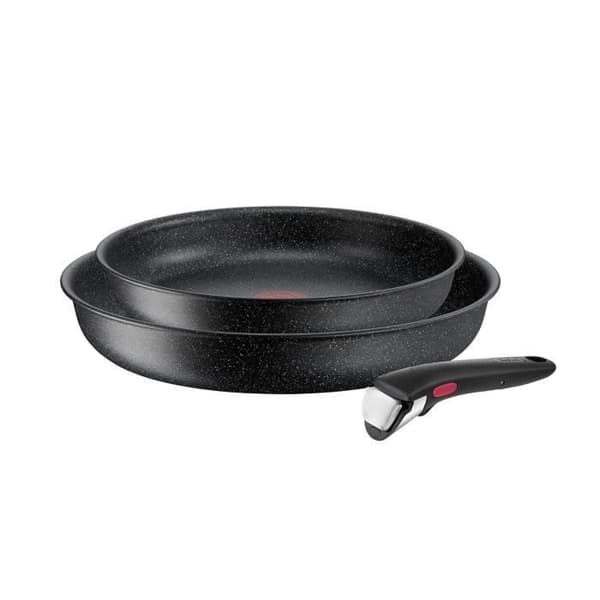 Set med 2 stekpannor - TEFAL - Ingenio Black Stone - Non-stick - För alla typer av värme, inklusive induktion