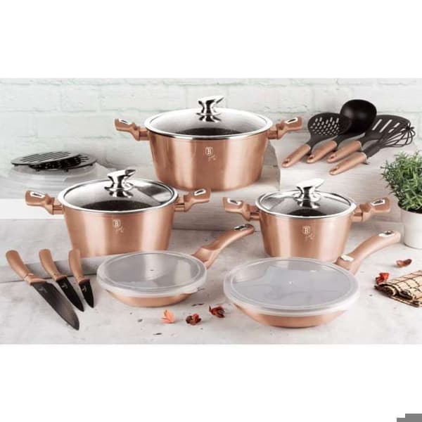 BERLINGERHAUS Stekpanna med avtagbart handtag + lock 28 cm Roséguld Metallic Line BH-1949