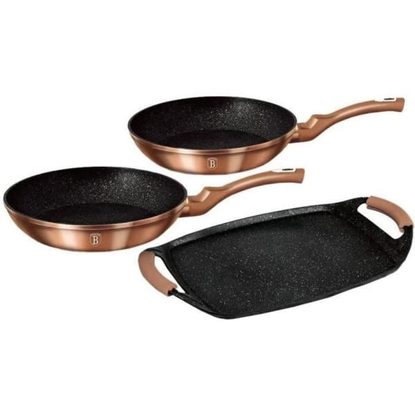 BERLINGER HAUS Set med 2 stekpannor + 1 plancha, Rose gold Collection