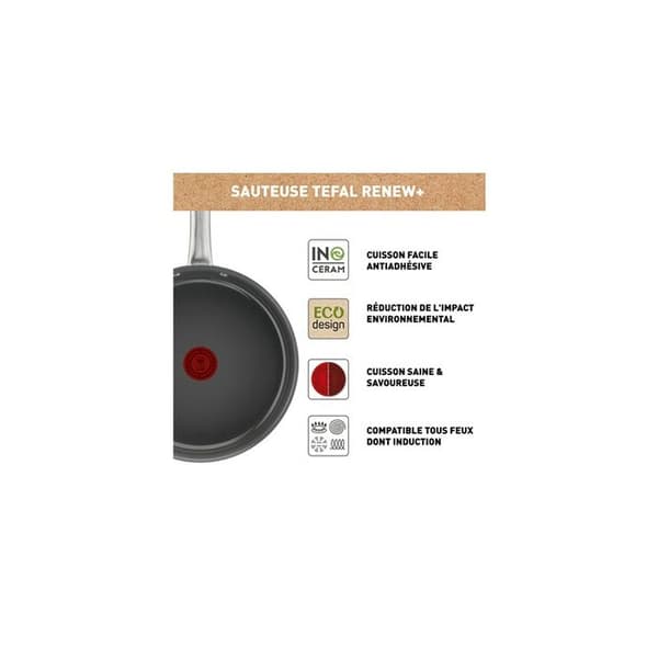 Tefal Renew+ ekodesignad sautépanna C4243253 Grå flodhästjärn 24 cm - 3168430347755
