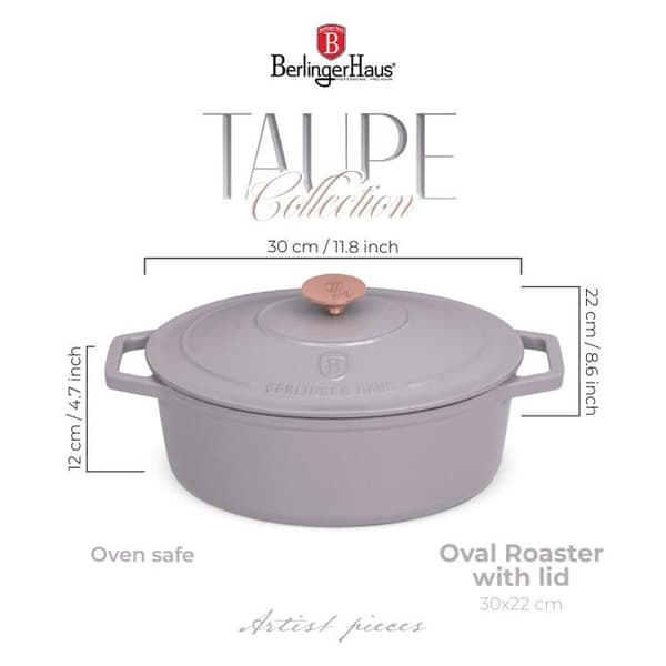 BERLINGERHAUS Gryta i gjutjärn med lock 30 cm Taupe Collection BH-6541