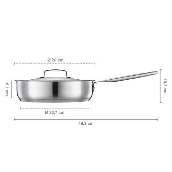 Fiskars Sautépanna med lock, Ø 26 cm, Lämplig för alla värmekällor inklusive induktion, All Steel - 6424002014935
