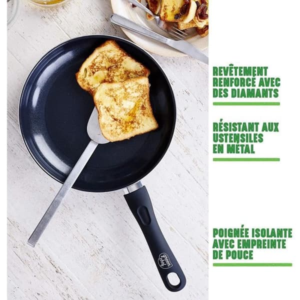 GREENCHEF Induktionssautépanna 28 cm med glaslock och 2 handtag, PFOA-fri keramisk non-stick kastrull