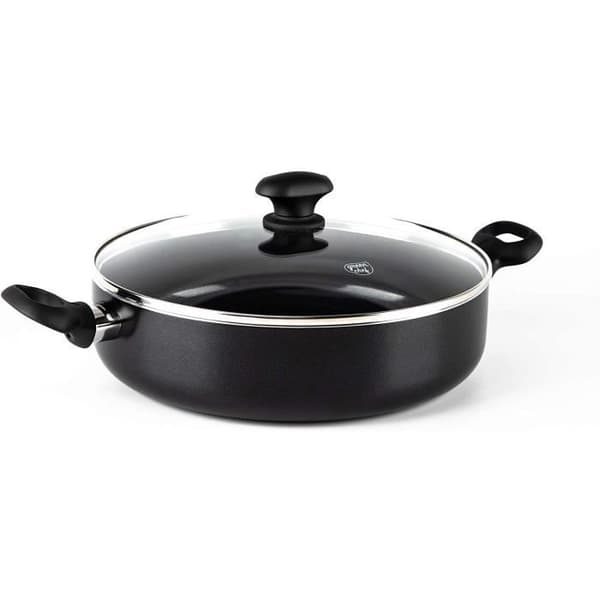 GREENCHEF Induktionssautépanna 28 cm med glaslock och 2 handtag, PFOA-fri keramisk non-stick kastrull