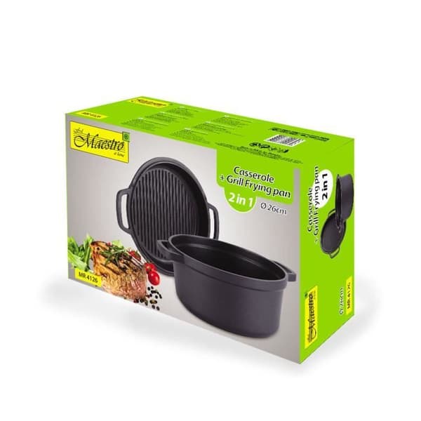 Gryta med grillpanna med non-stick beläggning